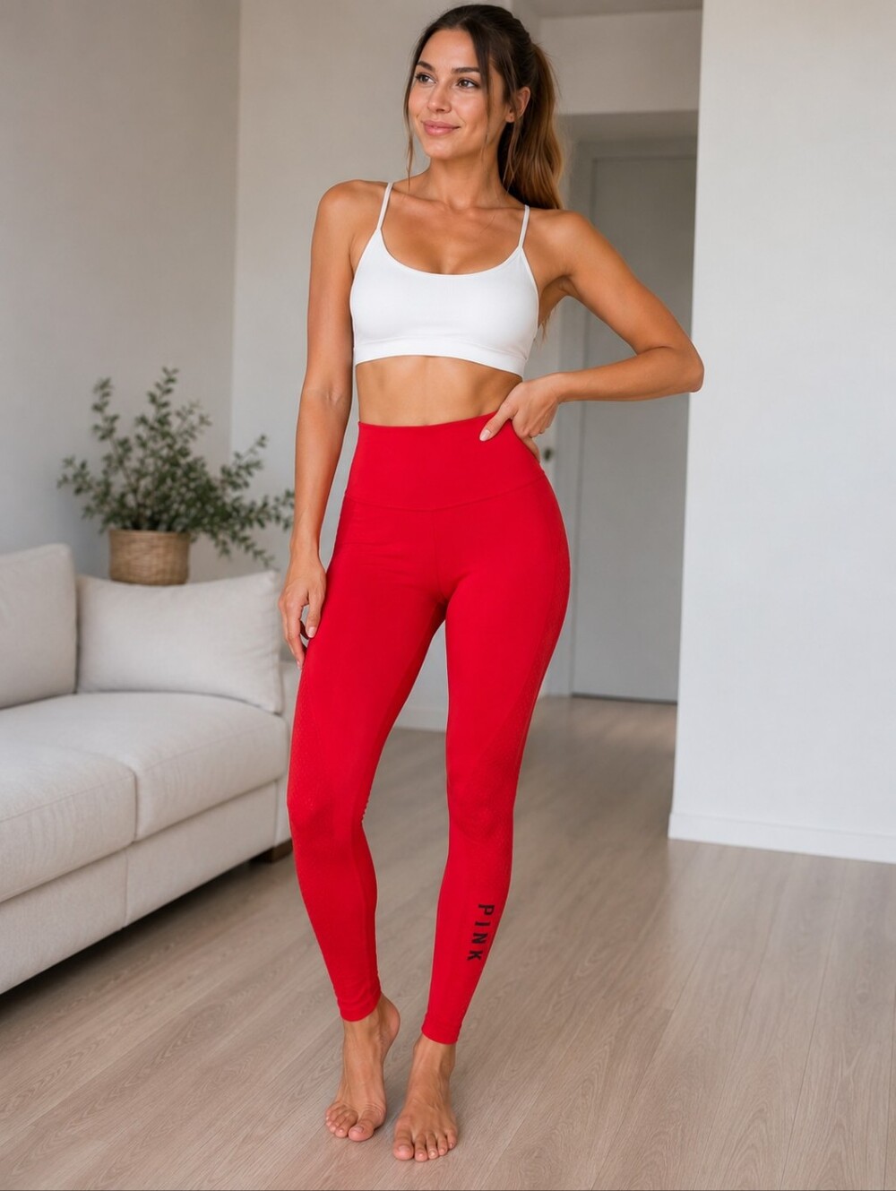 PINK Victoria’s Secret Seamless High Waist Leggings XS Red NWT